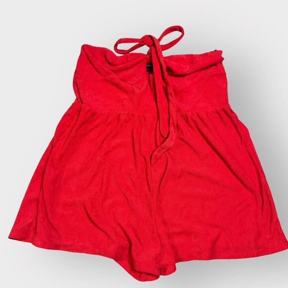 NEW Wild Fable red terry cloth halter style shorts romper - Picture 2 of 8